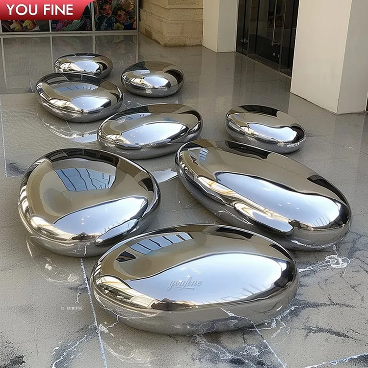 Custom Size Pebble Art Modern Metal Decorations Stone Home Stainless Steel Sculpture