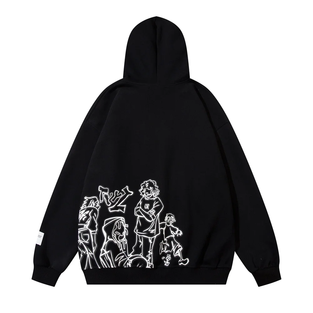 High Quality Women Star Letter Print Zip Up Loose Hoodies Y2K Retro Harajuku Oversized Gothic Hip Hop Long Sleeve Sweatshirts