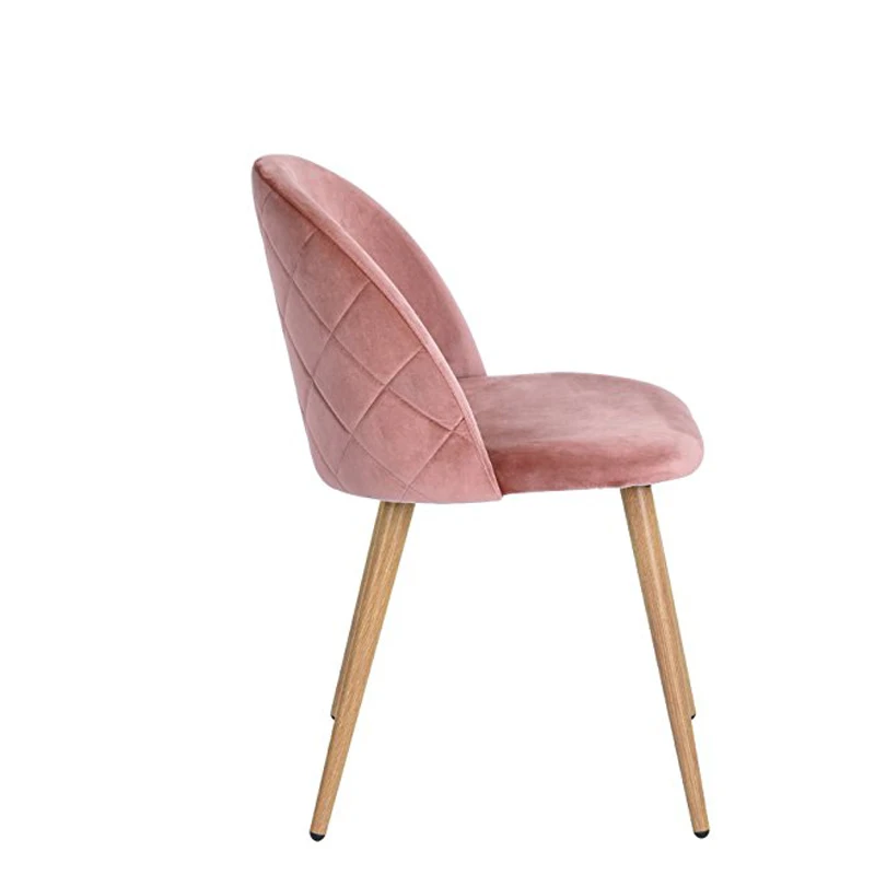 Modern blue Velvet wooden effect transfer dining chair with metal legs