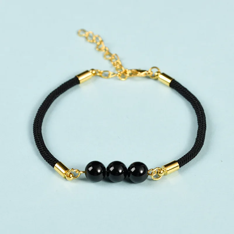 Men Women colorful gemstone Knotted wax cord Bracelets.jpg