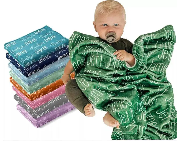 Personalized Customized Handmade Name Baby Blanket Premium Flannel Newborns Name Blanket For Kids