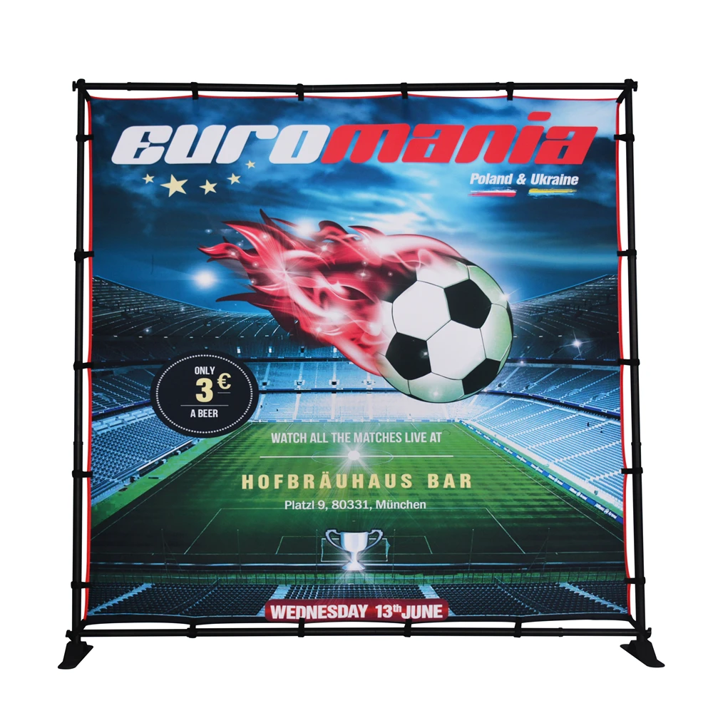 Aluminum adjustable backdrop banner stand large wall telescopic step and repeat fabric display