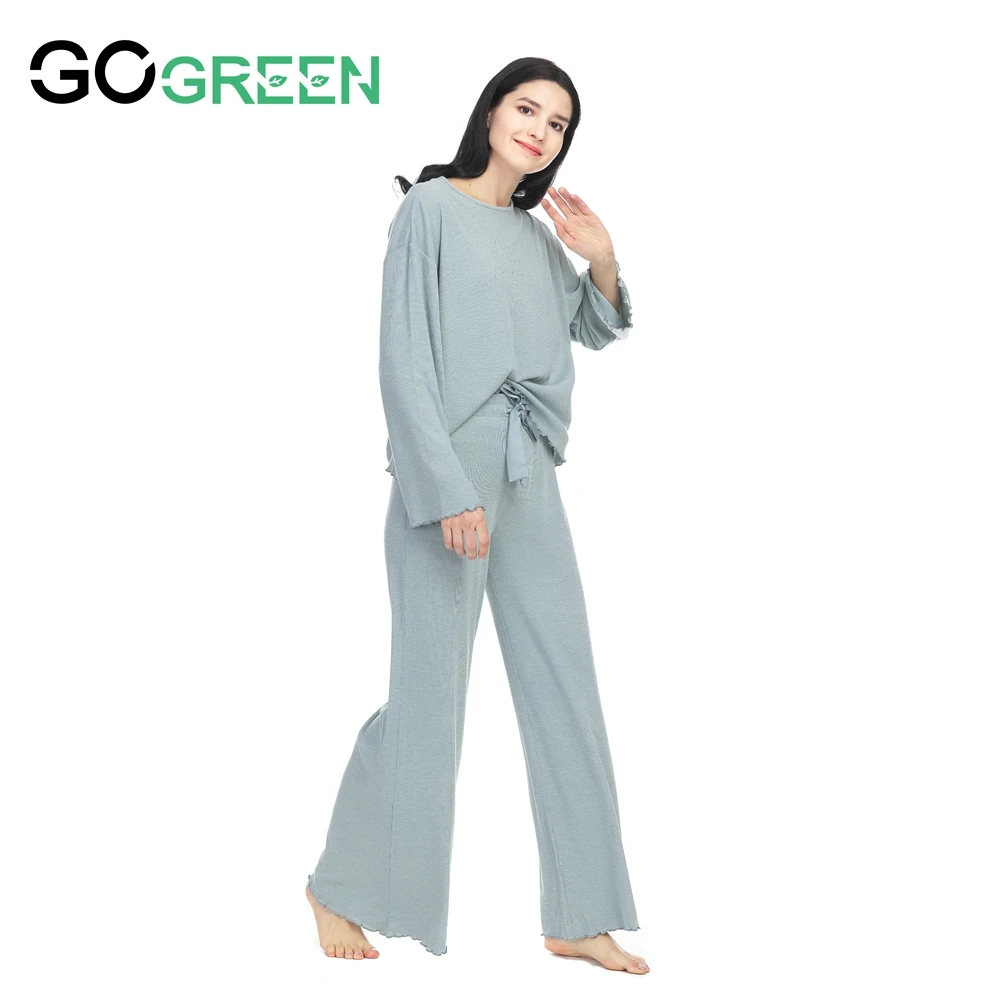 Keep Warm And Smooth Cotton Long Sleeve Light Blue Fleece Pajama Sets