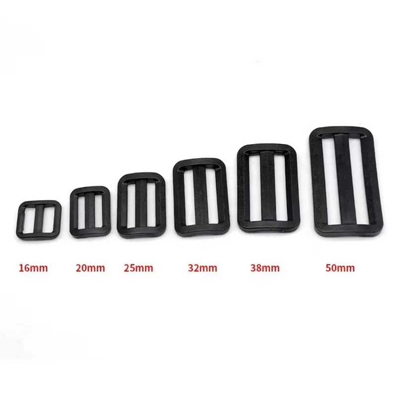 Adjuster Plastic Tri Glide Slider Buckle 25mm 38mm 50mm  Black Webbing  for School Bag Backpack