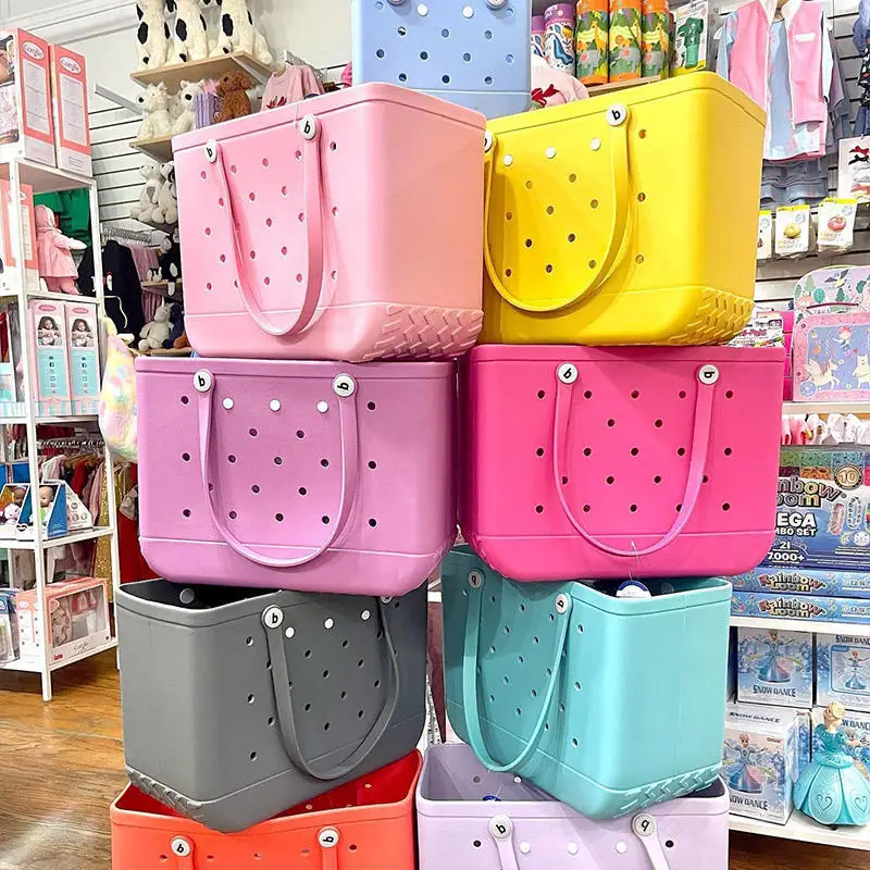 Wholesale 2024 Popular Fashion EVA Leisure Beach Bag Custom Printing Large Silicone Unisex Handbag Bogg Bag Eva Tote Bogg Bag