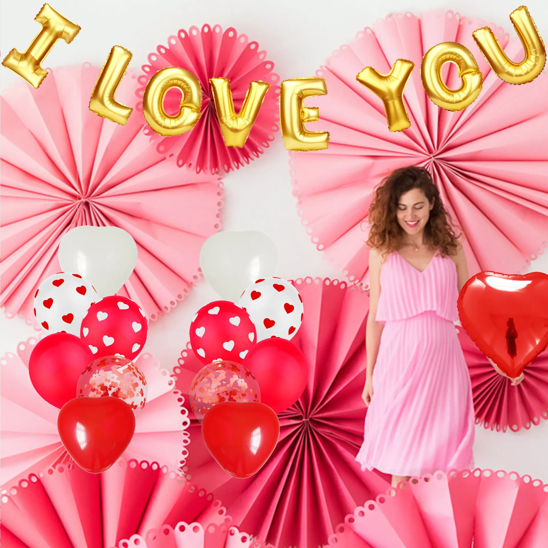 2022 Red I Love you valentines day gifts for women saint valentines day banner decorations gift foil Love you balloons set