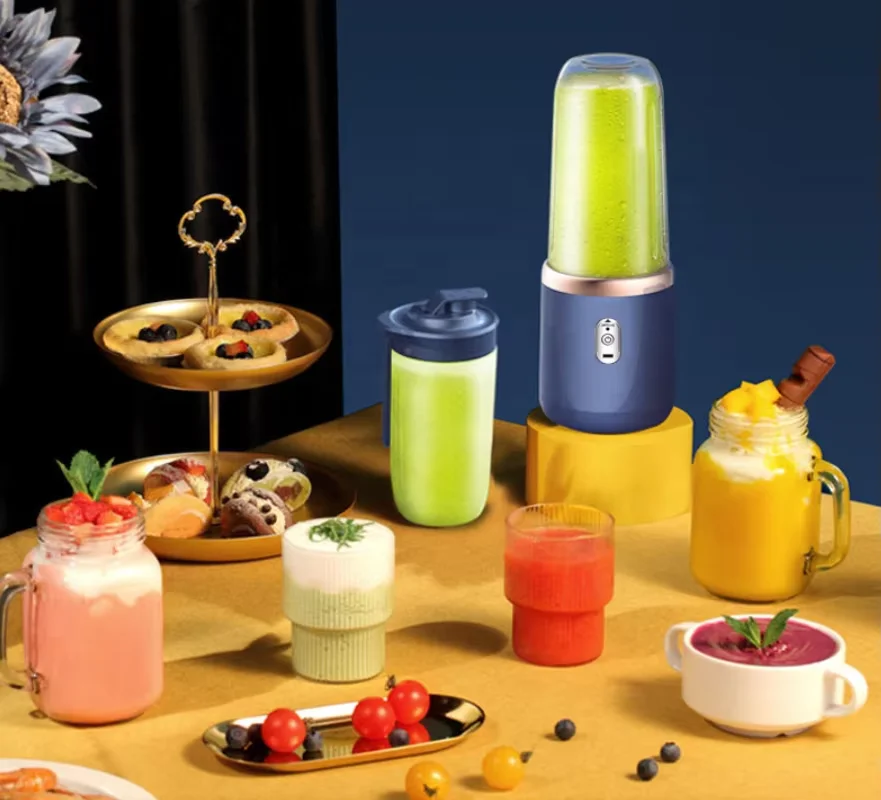 USB Rechargeable Smoothie Fruit Juicer Blades Blending Cup Travel Mini Electric Portable Rechargeable cup mixer