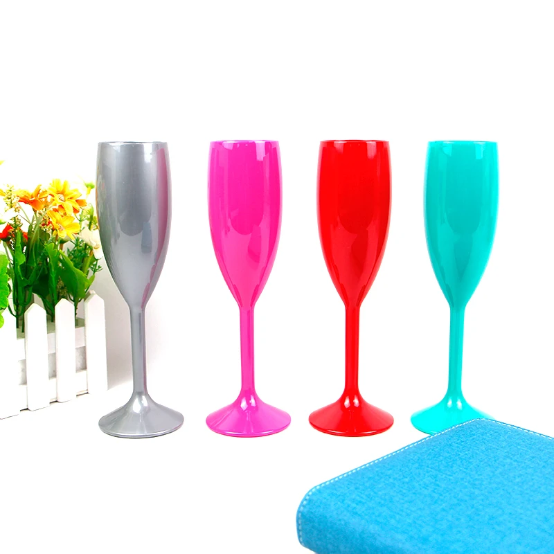 Plastic Glasses Cup for Events Unbreakable Plastic Wine Goblet Glasses Classical Party Plastic Champagne Flutes Reusable 170ml