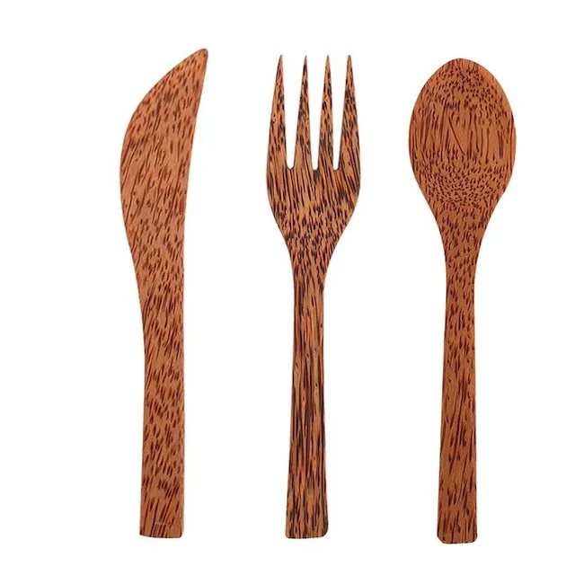 High Quality Natural Wooden Spoon Set Cutlery Dinnerware Kitchenware Classic Tableware Home Hotel Restaurant Flatware Sets