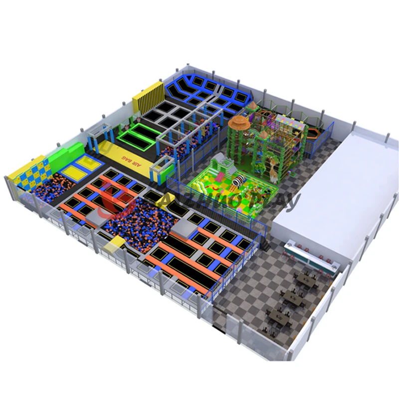 Hot Sale Team building Sport Games meltdown Park with Big Foam Pit  wipeout machine For  large Indoor Trampoline