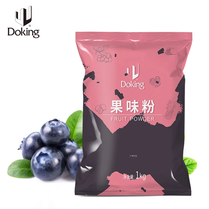 Doking 1KG wholesale high quality fruit flavor milk tea shop special fruit flavor power purple blueberry powder bubble tea