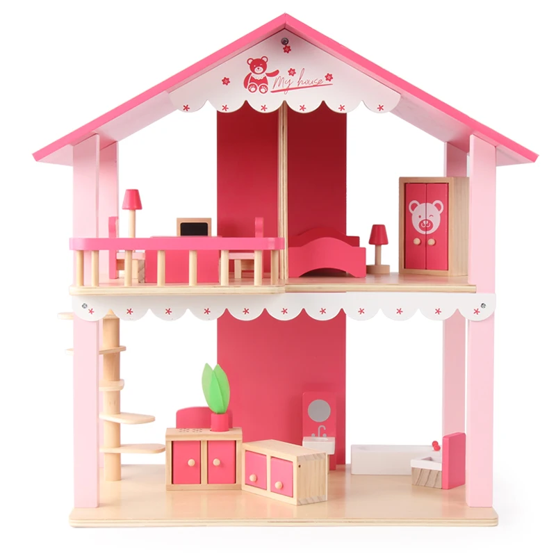 Girl birthday gift wooden doll house princess simulation house villa dollhouse