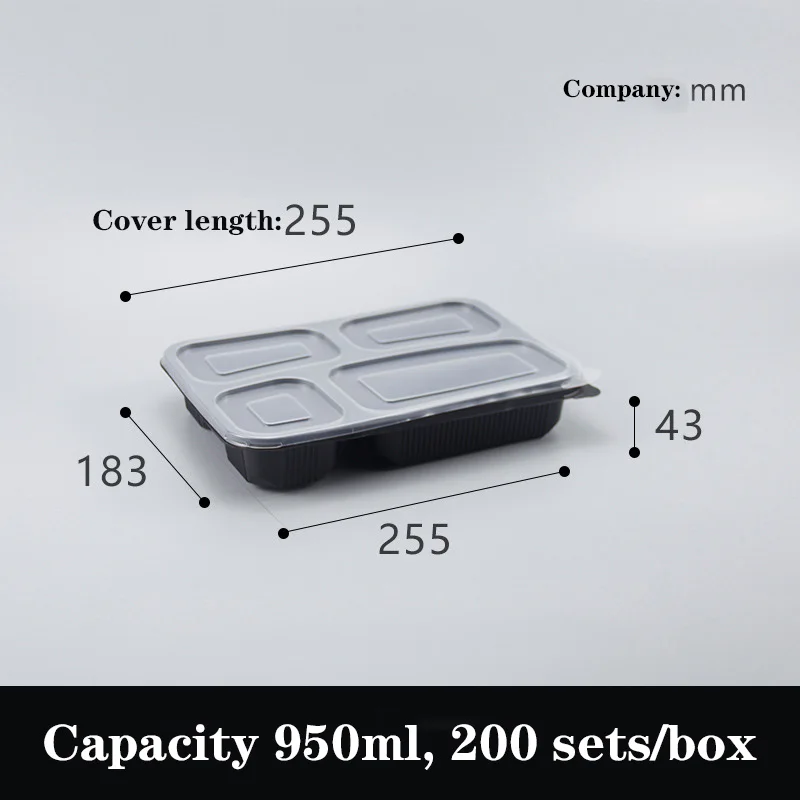 Japanese Style Rectangular Disposable Fast Food Takeout Box Sushi Bento Dividing Box for Party Plates