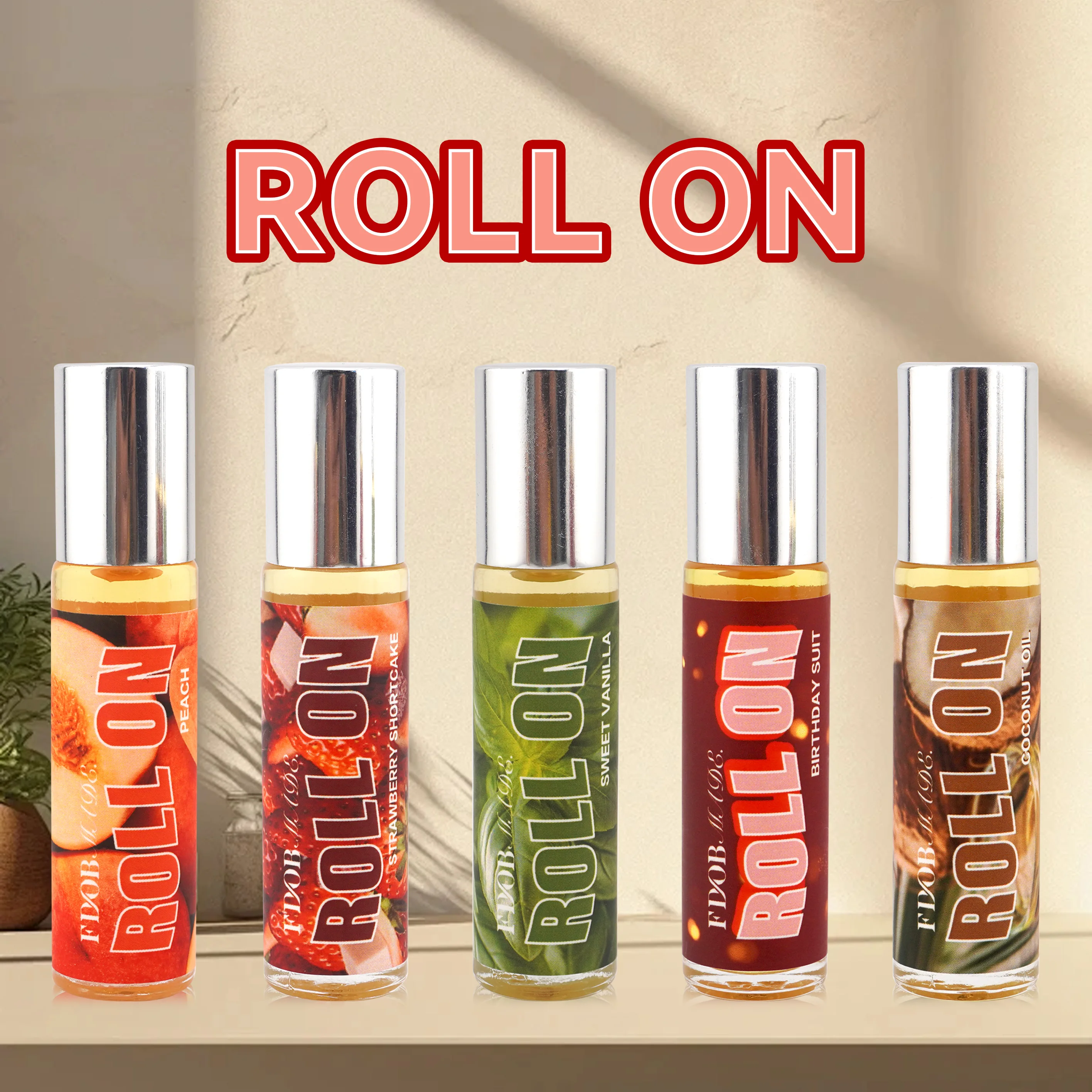 Best selling small perfume crystal birthday peach scent perfume high quality last long scent body roll on oil