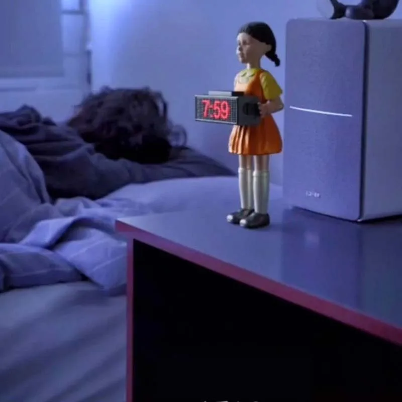 Korean squid game accessories toy 321 wooden girl electronic intelligent Music alarm squid game Christmas gift squid game clock