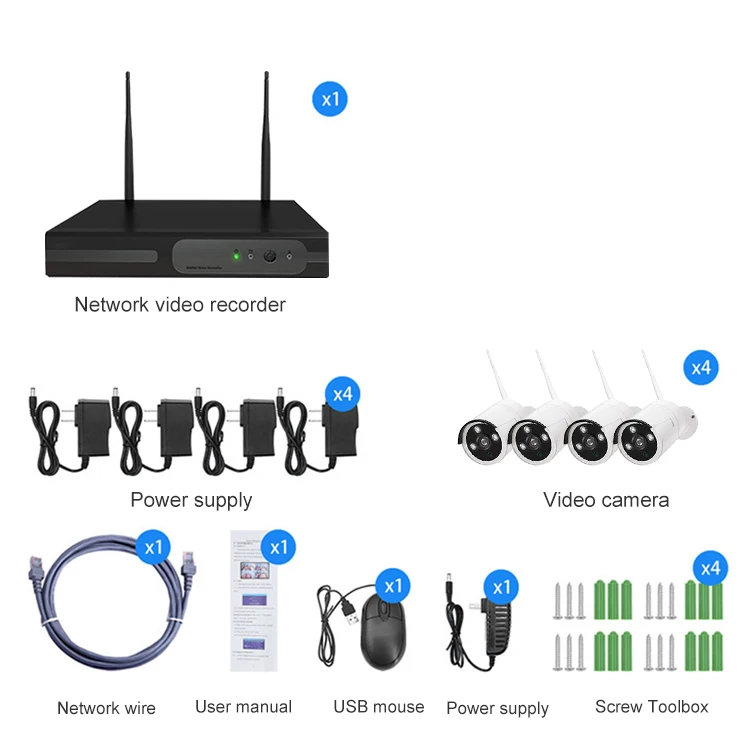 4CH HD видеорегистратор 1080P 2.0MP Открытый водонепроницаемый IP умный дом Wi-Fi камеры безопасности системы видеонаблюдения Tuya беспроводные сетевые видеорегистраторы usb