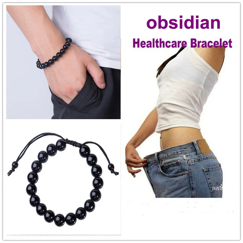 Hot Sale Healing Natural Agate Stone Crystal Chakra Black Onyx Obsidian Bead Bracelets For Men Women