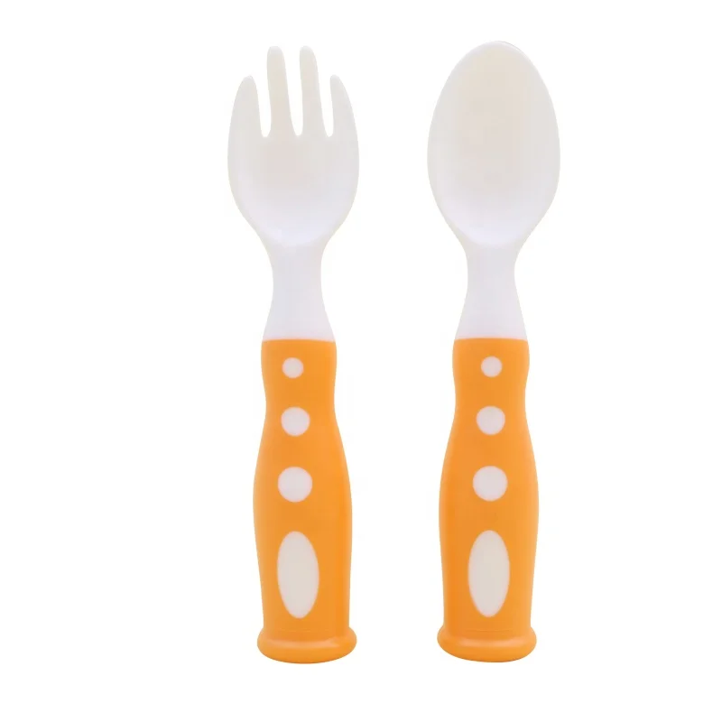 
Baby products wholesale new PP two color cartoon Spoon Baby Training spoon, fork optional color 