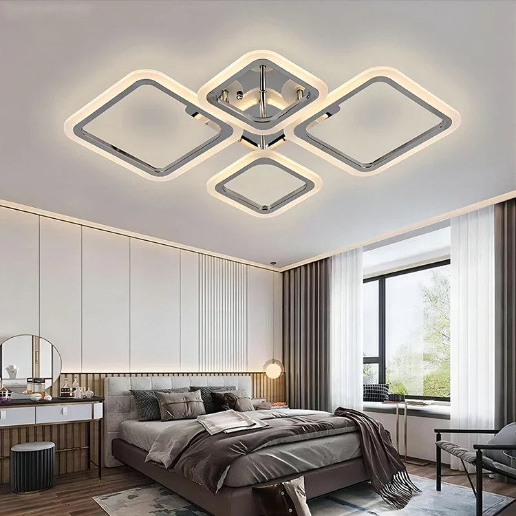 Modern Home Decor Living Room Dinning Room Iron Acrylic Remote Control Led Ceiling Lamp Surface Mounted 88w Ceiling Lights