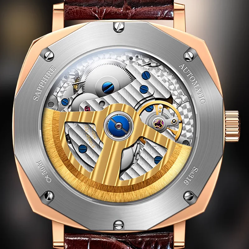 Latest stainless steel case calendar 24 hour show men automatic mechanical wristwatch