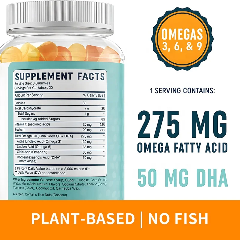 OEM ODM Wholesale Supplement Gummies Omega Oil DHA Vitamin C Gammy Candy Private Label Customized Manufacturer