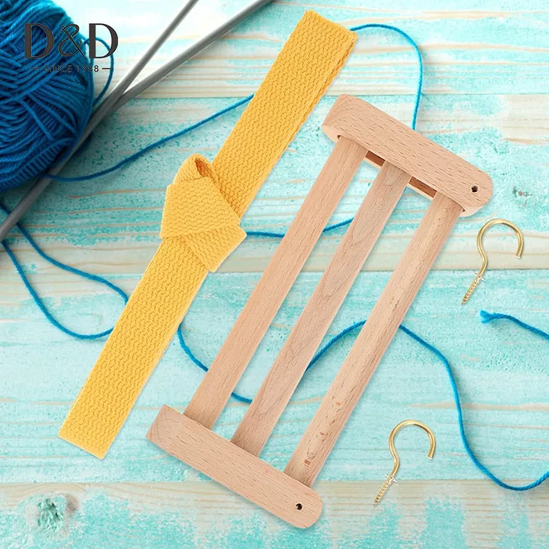 Simple Solid Wood DIY Loom Tool with 20V Combination Shuttle Bag Belt Manual Waist Webbing Fixer