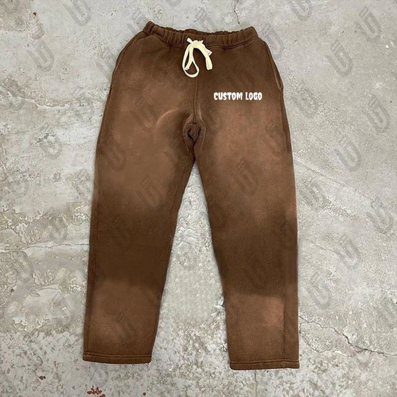 Custom logo Sweatpants and Hoodie Sets Wholesale High Quality Zip up Acid Washed Men Fashionable Hoodie Tracksuit