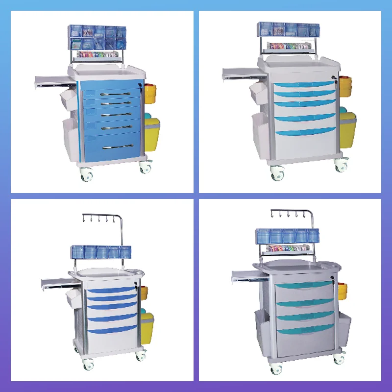 Factory Cheap ABS Medical Cart Hospital Nursing Cart Clinic Treatment Anesthesia Trolley Medical Infusion Cart
