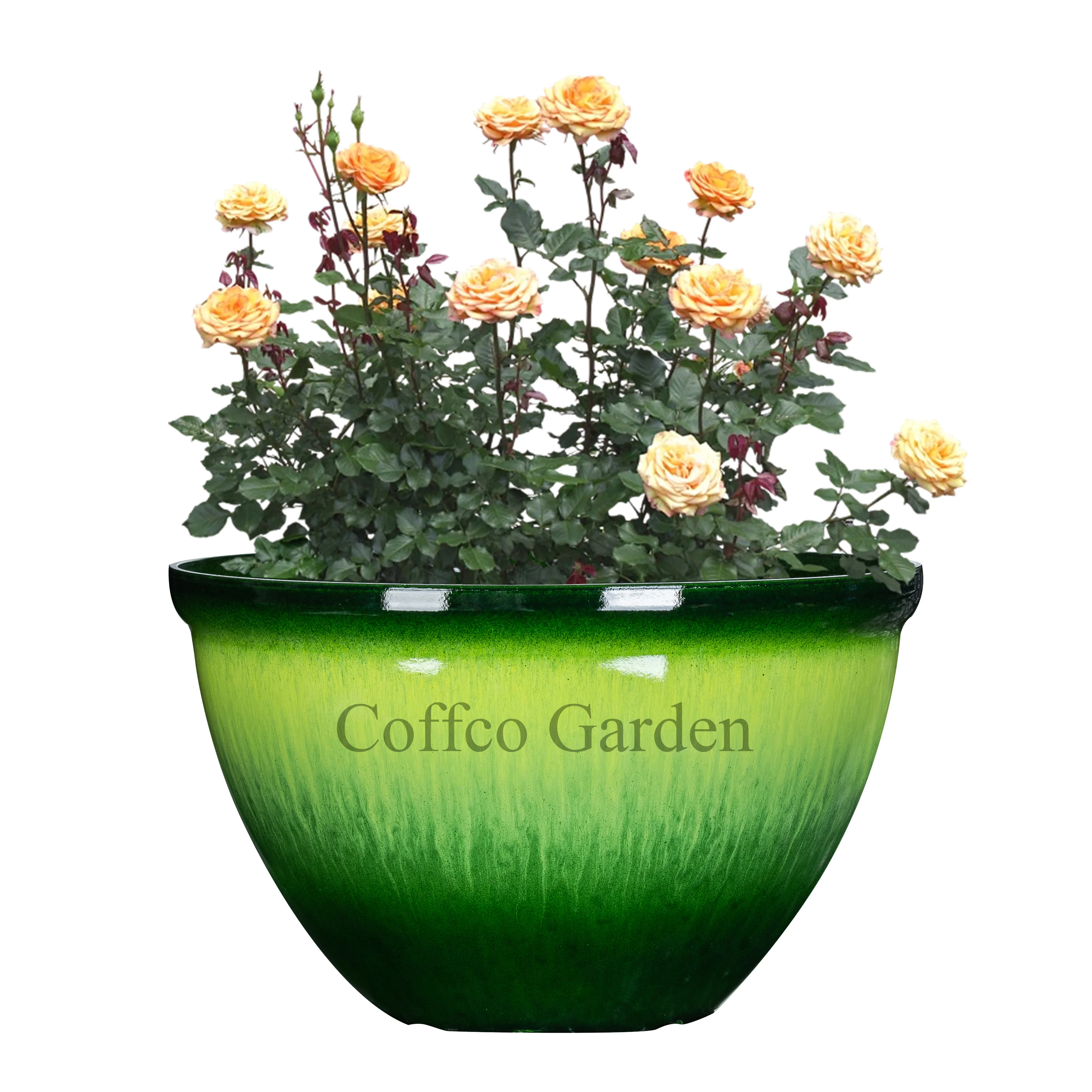 Coffco Plastic Garden Pots-Garden Decoration Flower Pots 12inch Glazed Flower Pot,for Indoor&Outdoor