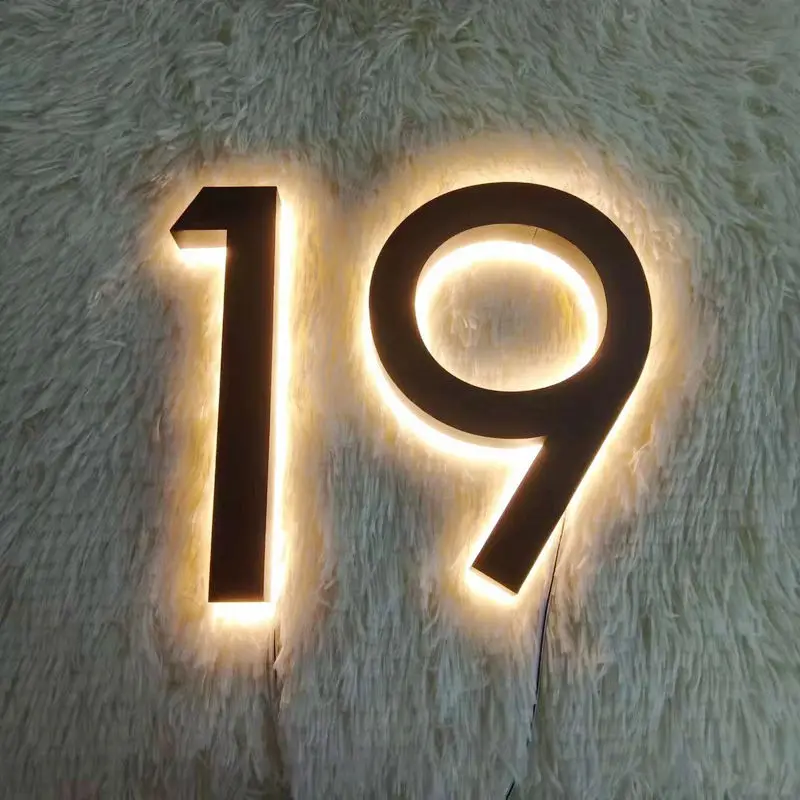 yangyu Outdoor Backlit Logo Stainless Steel Lettering Custom Led Advertising Signshalo lit 3d led outdoor shop wall sign