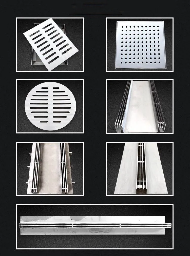 Custom Length Garage Floor Drain Trench Drain Channel Cover Outdoor Stainless Steel Grating Drainage Channel