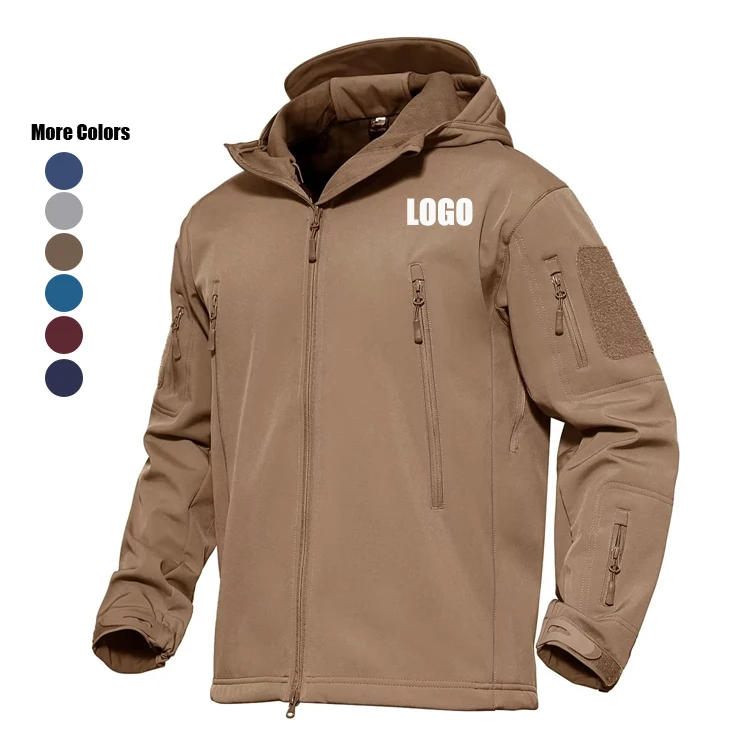 Wind Breaker Jacket Tactical Outdoor Softshell Black Waterproof  Men Hooded Warm Hunting Jacket With Hood