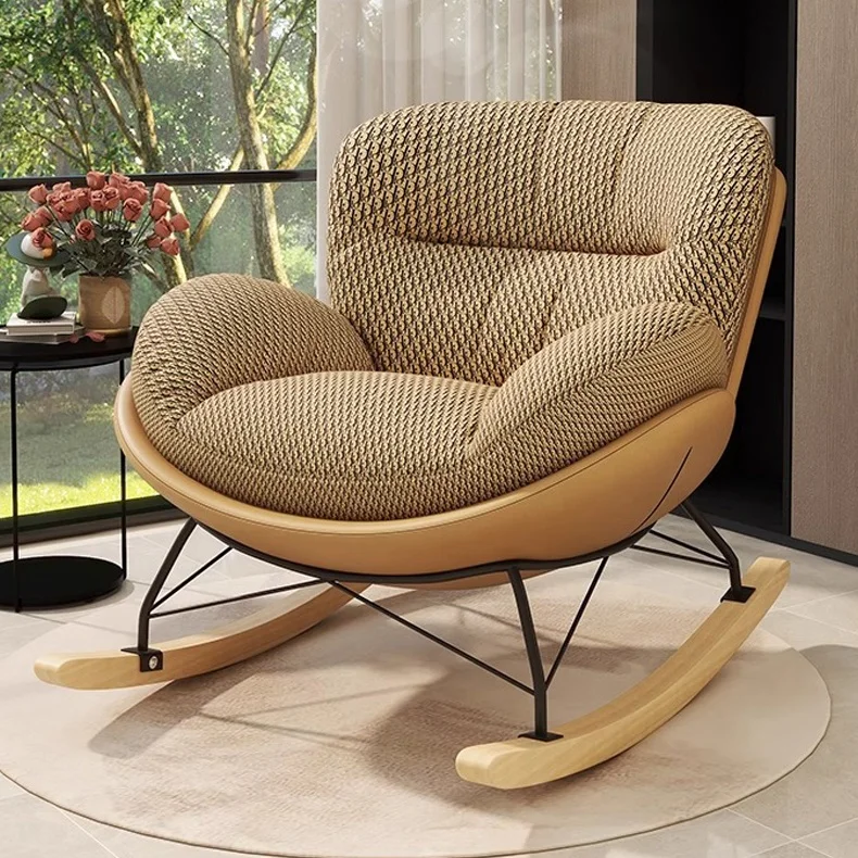 Rocking Chair Egg Luxury Nordic Modern Gold Wood Fabric Sets Velvet Waiting Home Furniture Living Room Lounge Sofa Accent Chairs