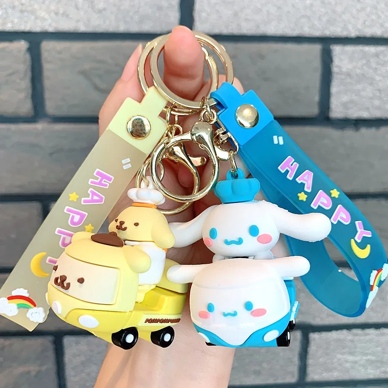 Sanrioed Kuromi Keychain Cute Cinnamoroll My Melody Keyring Children Pochacco Pendant Keychains Gifts
