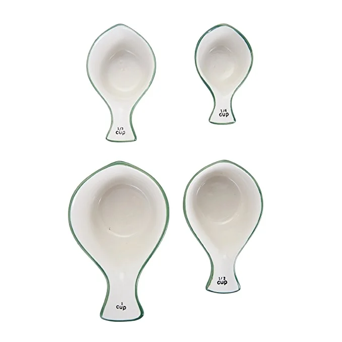 Set of 4 Kitchen Bake Accessory Pink/Green Ceramic Measuring Cups