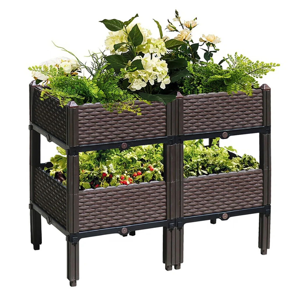 VERTAK hot sale raised garden bed outdoor plastic vegetable and flower square planter box