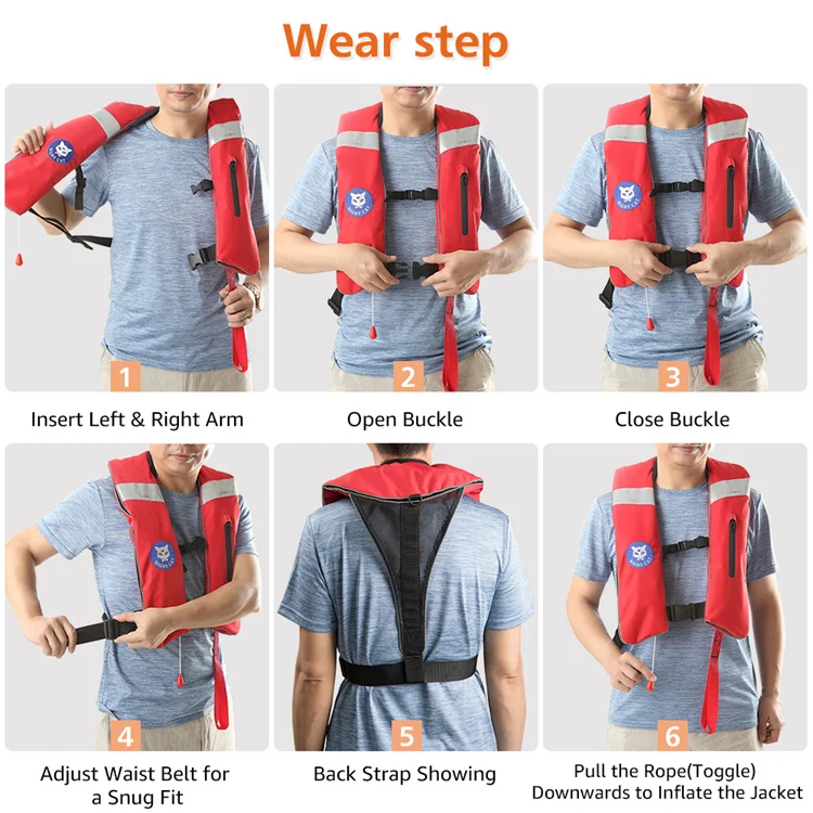 Factory price Sea safe Adult Fireproof life jacket Inflatable Self-inflating light neoprene Life Jacket Vest
