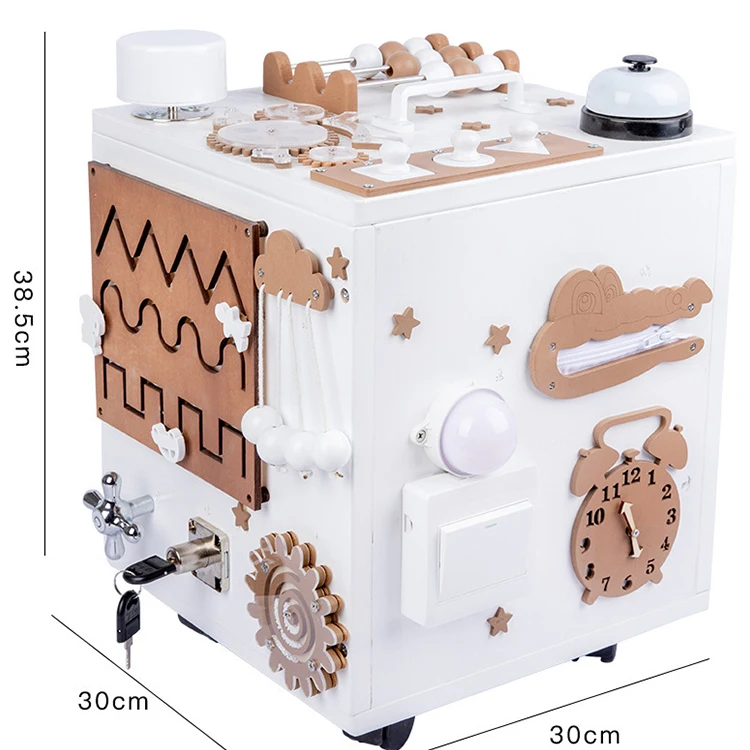 Educational Montessori Play learning Toy Baby Wooden Activity Cube For Toddle