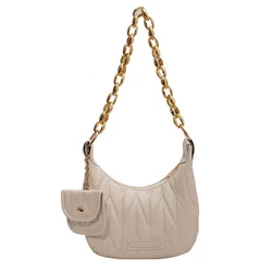 Лидер продаж, модная дизайнерская сумка на большой цепочке, Женская однотонная сумка с вышивкой ниткой