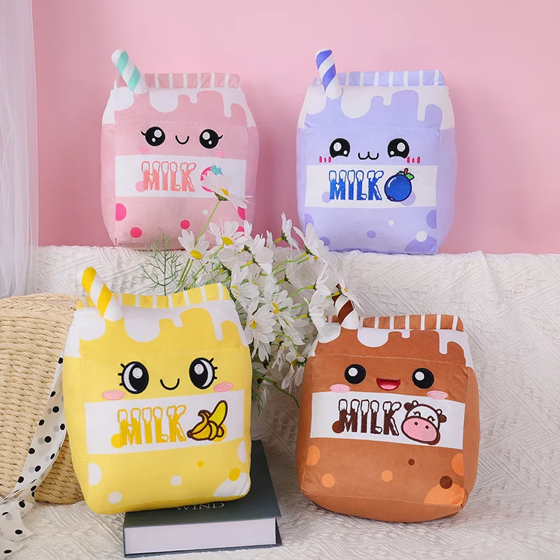 Milk Tea design plush toy pillow cute milk strawberry stuffed toy home pillow banana milk plush toy