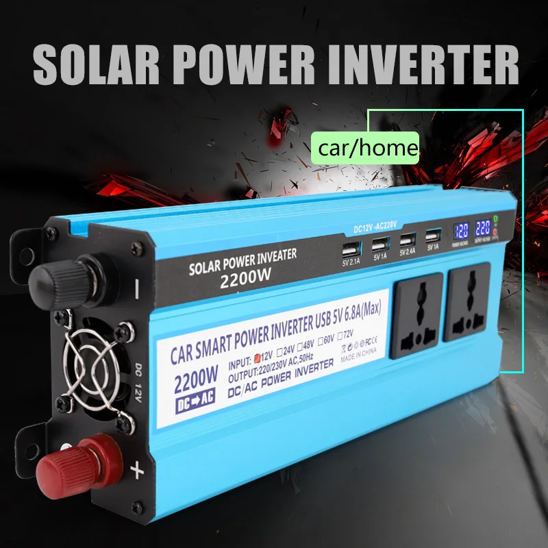 Factory hotsale popular power inverter 2200W with input 12V 24V to output 220VAC inverter for home and outdoor