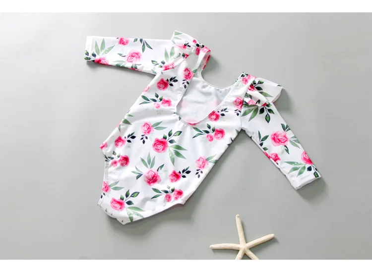 High Quality Girls One Piece Long Sleeves Swimsuit Custom Children Swimwear for Kids Swimming