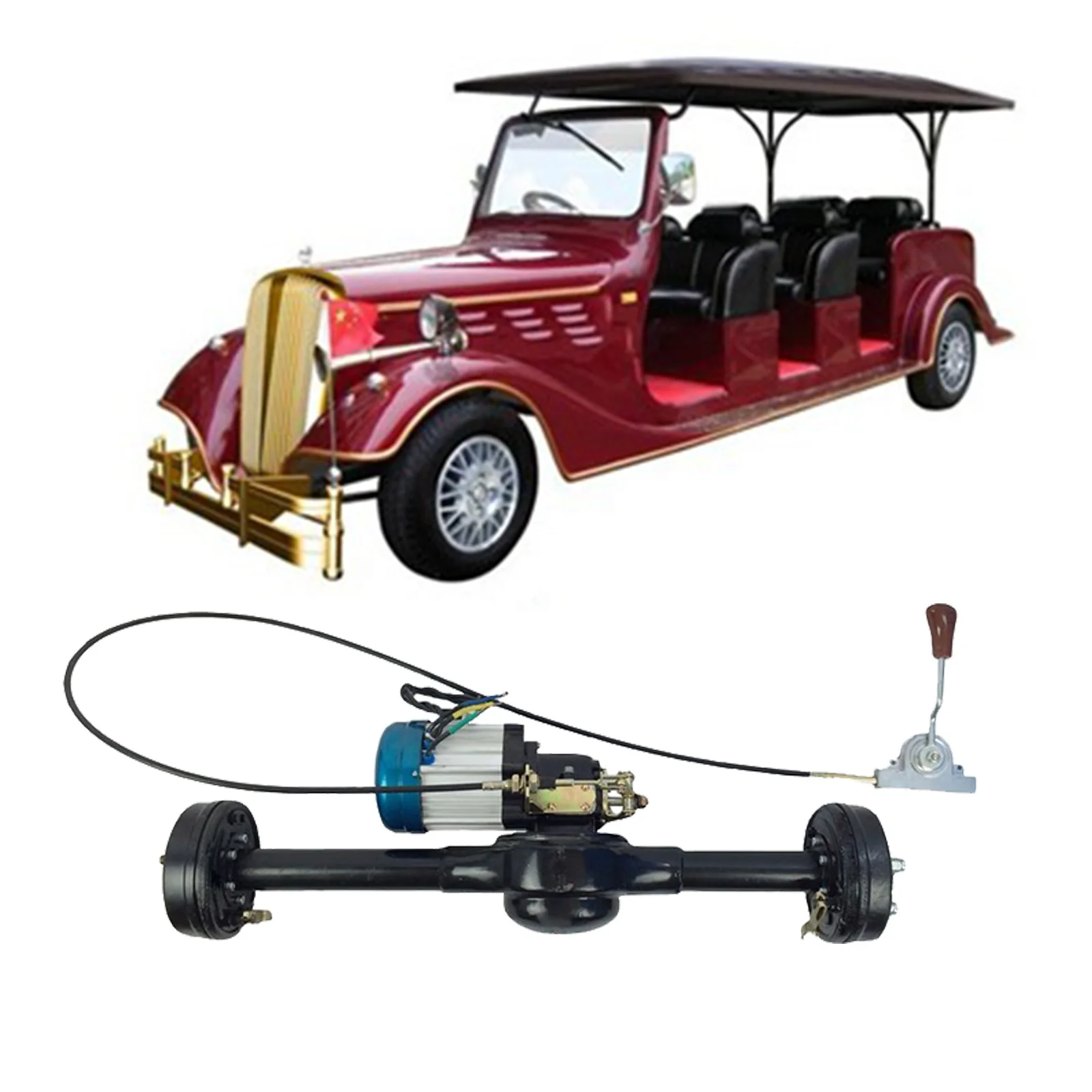 Big Power Electric Differential Rickshaw Tricycle Brushless DC Motor 1200 Watts 3000W 48V 60V 72V With Disc Brake Rear Bridge