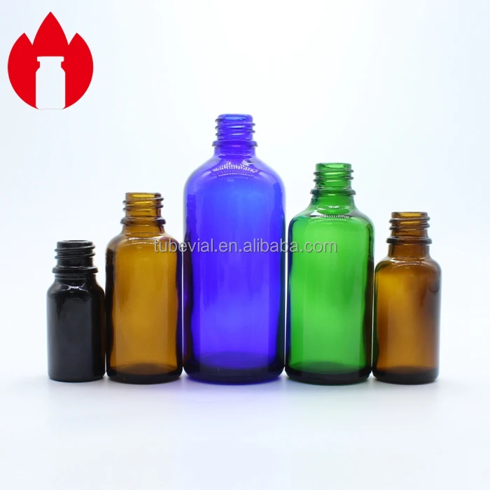 Customized 5ml-100ml Clear Amber Blue Green Cosmetic Essential Oil Glass Bottle Vial with Plastic Dropper Cap