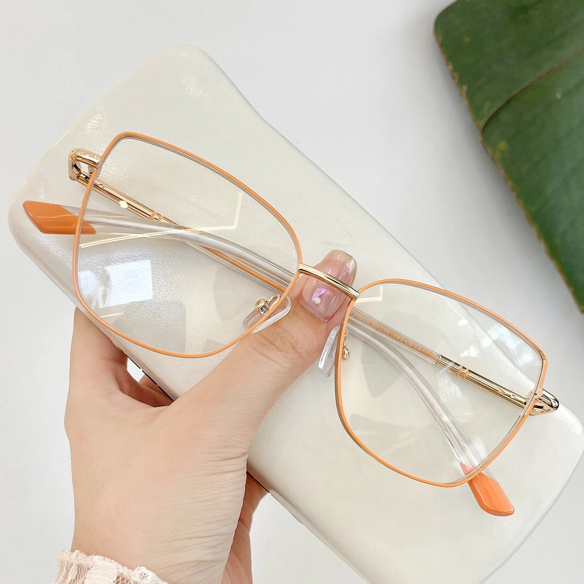 new women girls optical specs 2025 orange beige gold cat eye metal montures de lunettes anti uv400 blu light blocking glasses