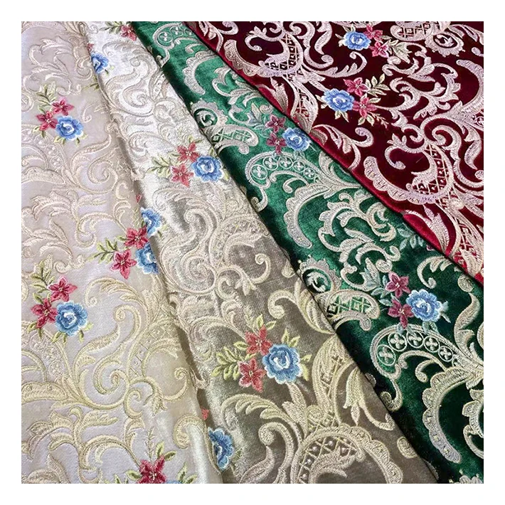 Quilted Turkish Sofa Fabric Plain Colour Cushions Fabric Embroidery Velvet Fabric For Yemen