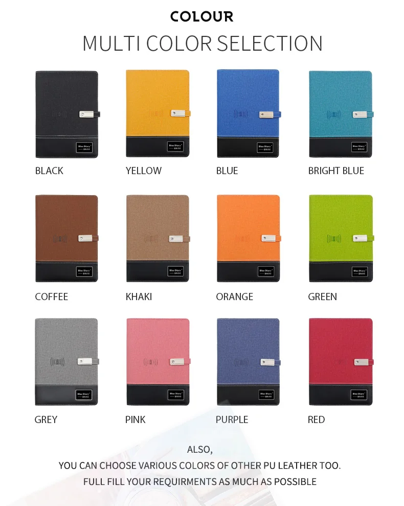 Power Bank notebook Wireless Charger Notebook customized planner lighting logo with powerbank notebook