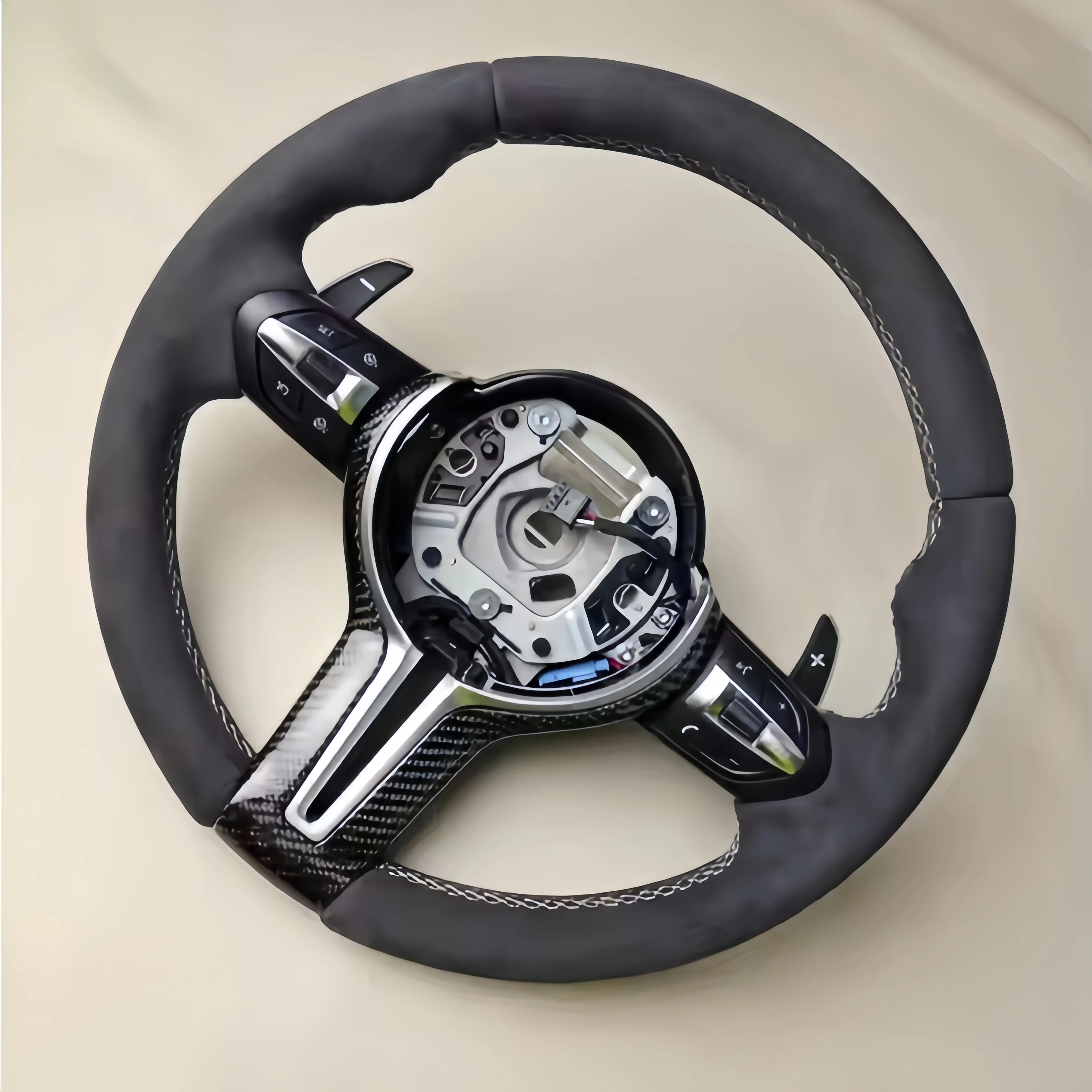 Custom Black Perforated Leather Carbon M Sport Steering Wheel For BMW F10 F30 F31 F32 F20 E92 E60 X6 E71 X5 E70 M3 M4 M5 M6