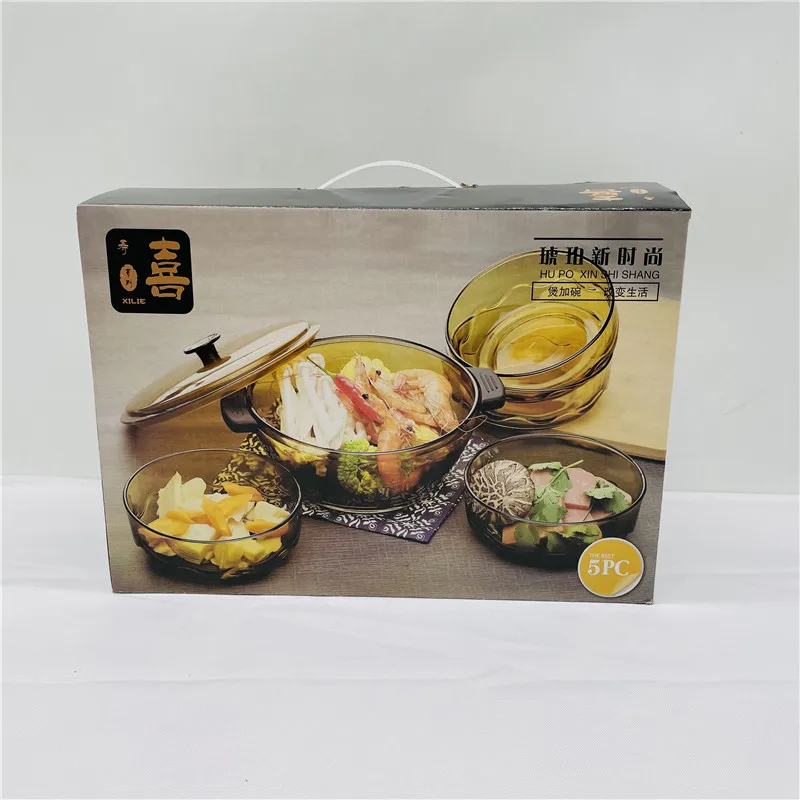 factory outletFactory  price Hot sale 5-piece set of glass bowls and plates Salad fruit glass bowl  Kitchen glass tableware