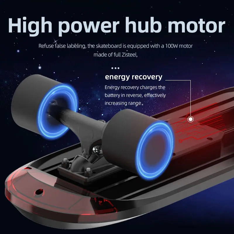 Warehouse Newest Model Colorful Electric Skateboard For Sale Four-Wheel 100w Motor Remote Control Electric Skateboard